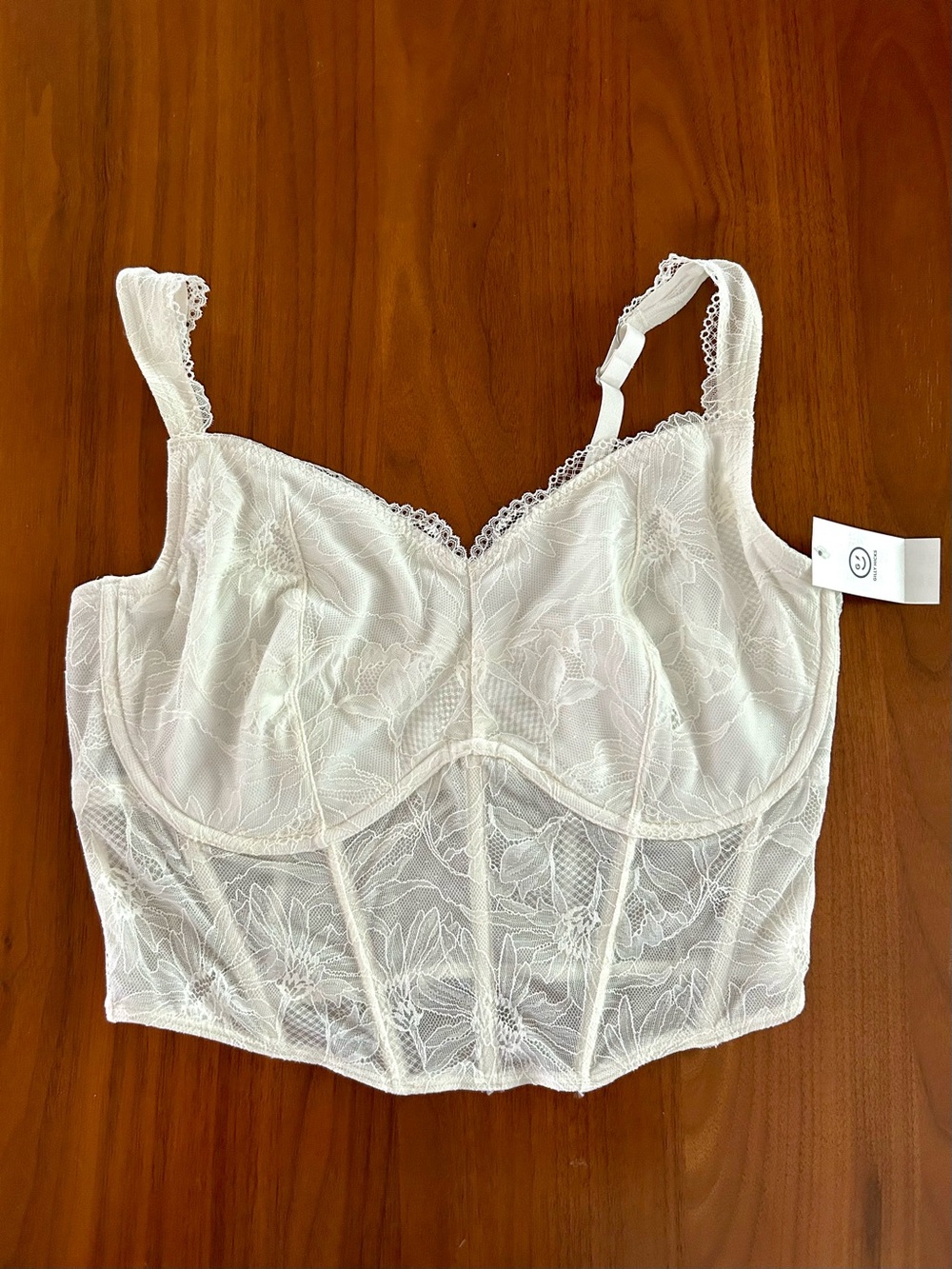 Gilly Hicks White Lace Corset Lingerie Crop Top Curvy